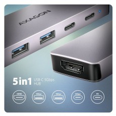 Axagon HMC-5H60 5Gbps 5in1 sz&uuml;rke Type-C hub Iroda &eacute;s sz&aacute;m&iacute;t&aacute;stechnika - Notebook kieg&eacute;sz&iacute;tő - USB hub / eloszt&oacute; - 507957