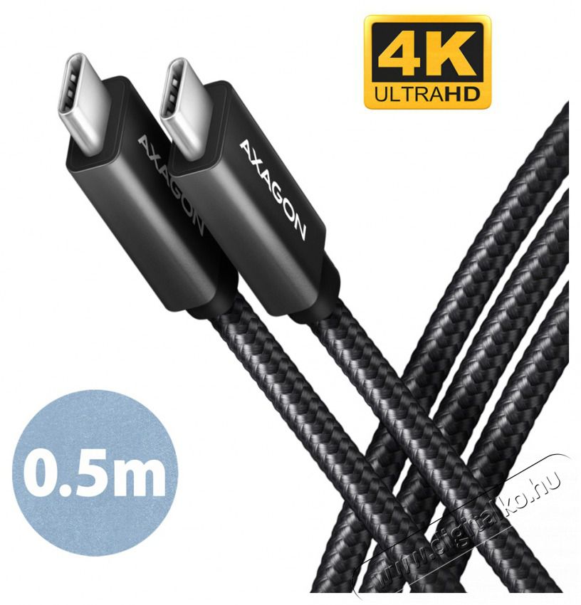Axagon BUCM32-CM05AB 0,5m Type-C PD 100W 4K HD fekete adat- &eacute;s t&ouml;ltők&aacute;bel Tv kieg&eacute;sz&iacute;tők - K&aacute;bel / csatlakoz&oacute; - USB k&aacute;bel - 514821