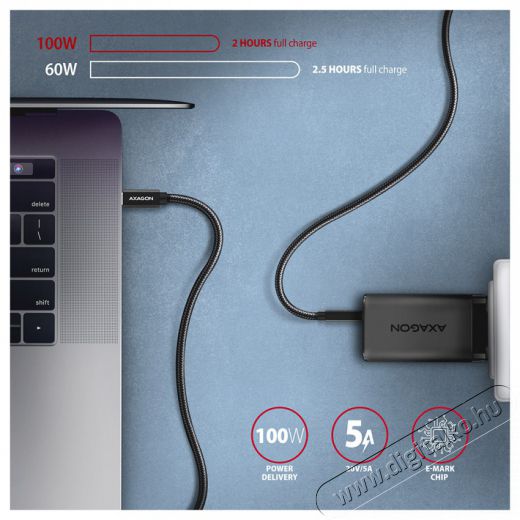 Axagon BUCM32-CM05AB 0,5m Type-C PD 100W 4K HD fekete adat- &eacute;s t&ouml;ltők&aacute;bel Tv kieg&eacute;sz&iacute;tők - K&aacute;bel / csatlakoz&oacute; - USB k&aacute;bel - 514821