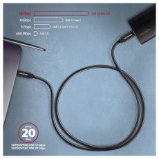 Axagon BUCM32-CM05AB 0,5m Type-C PD 100W 4K HD fekete adat- &eacute;s t&ouml;ltők&aacute;bel Tv kieg&eacute;sz&iacute;tők - K&aacute;bel / csatlakoz&oacute; - USB k&aacute;bel - 514821