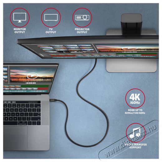 Axagon BUCM32-CM05AB 0,5m Type-C PD 100W 4K HD fekete adat- &eacute;s t&ouml;ltők&aacute;bel Tv kieg&eacute;sz&iacute;tők - K&aacute;bel / csatlakoz&oacute; - USB k&aacute;bel - 514821