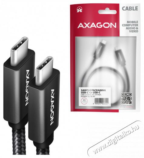 Axagon BUCM32-CM05AB 0,5m Type-C PD 100W 4K HD fekete adat- &eacute;s t&ouml;ltők&aacute;bel Tv kieg&eacute;sz&iacute;tők - K&aacute;bel / csatlakoz&oacute; - USB k&aacute;bel - 514821