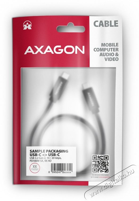 Axagon BUCM32-CM05AB 0,5m Type-C PD 100W 4K HD fekete adat- &eacute;s t&ouml;ltők&aacute;bel Tv kieg&eacute;sz&iacute;tők - K&aacute;bel / csatlakoz&oacute; - USB k&aacute;bel - 514821
