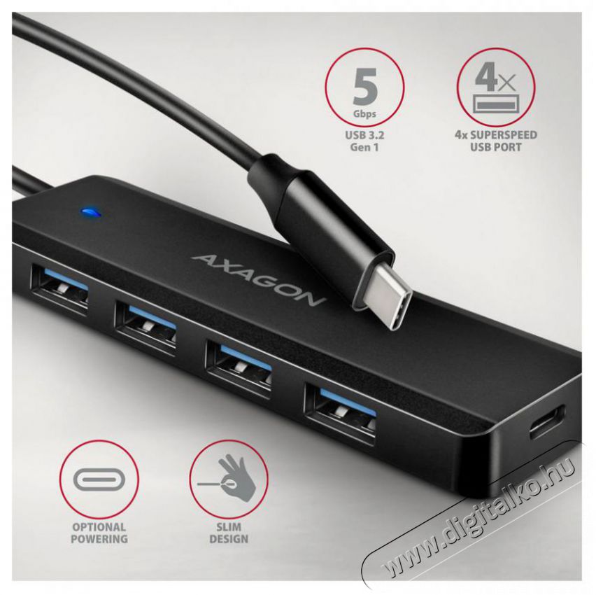 Axagon HUE-C1C 4xUSB Type-C USB HUB Iroda &eacute;s sz&aacute;m&iacute;t&aacute;stechnika - Notebook kieg&eacute;sz&iacute;tő - USB hub / eloszt&oacute; - 514120