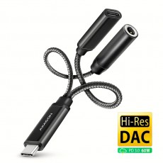 Axagon ADA-HCPD, Hi-Res DAC audio adapter, 384kHz/32bit stereo, USB-C to 3.5mm jack PD 60W/3A Mobil / Kommunik&aacute;ci&oacute; / Smart - Mobiltelefon kieg&eacute;sz&iacute;tő / tok - K&aacute;bel / &aacute;talak&iacute;t&oacute; - 503334