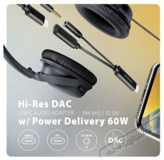 Axagon ADA-HCPD, Hi-Res DAC audio adapter, 384kHz/32bit stereo, USB-C to 3.5mm jack PD 60W/3A Mobil / Kommunik&aacute;ci&oacute; / Smart - Mobiltelefon kieg&eacute;sz&iacute;tő / tok - K&aacute;bel / &aacute;talak&iacute;t&oacute; - 503334
