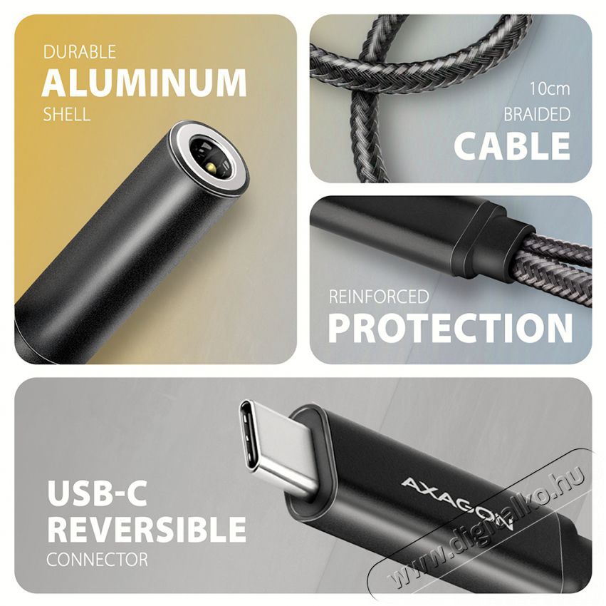Axagon ADA-HCPD, Hi-Res DAC audio adapter, 384kHz/32bit stereo, USB-C to 3.5mm jack PD 60W/3A Mobil / Kommunik&aacute;ci&oacute; / Smart - Mobiltelefon kieg&eacute;sz&iacute;tő / tok - K&aacute;bel / &aacute;talak&iacute;t&oacute; - 503334