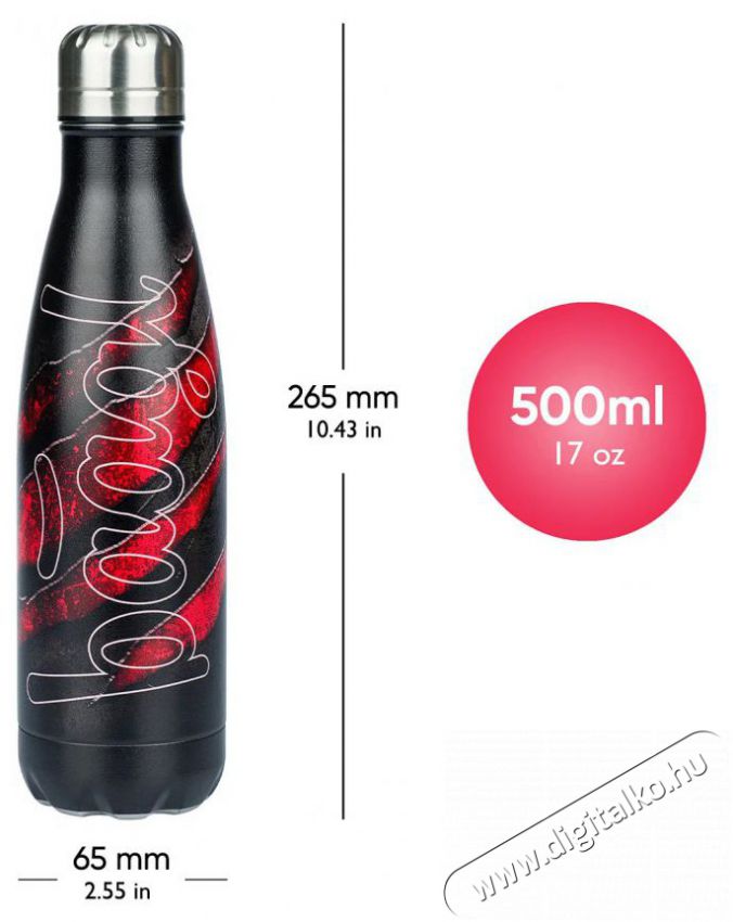 BAAGL Hőtart&oacute; kulacs f&eacute;m kupakkal - L&aacute;va, 500 ml Konyhai term&eacute;kek - Ed&eacute;ny - Termosz - 528502
