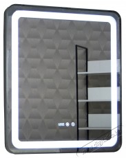 Badenmob F&uuml;rdőszobai t&uuml;k&ouml;r LED vil&aacute;g&iacute;t&aacute;ssal, p&aacute;ramentes&iacute;tő funkci&oacute;val, &oacute;r&aacute;val, d&aacute;tummal &eacute;s hőm&eacute;rővel, 70x80cm, Fekete keretben Sz&eacute;ps&eacute;g&aacute;pol&aacute;s / Eg&eacute;szs&eacute;g - T&uuml;k&ouml;r - 536082