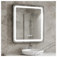 Badenmob F&uuml;rdőszobai t&uuml;k&ouml;r LED vil&aacute;g&iacute;t&aacute;ssal, p&aacute;ramentes&iacute;tő funkci&oacute;val, &oacute;r&aacute;val, d&aacute;tummal &eacute;s hőm&eacute;rővel, 70x80cm, Fekete keretben - Sz&eacute;ps&eacute;g&aacute;pol&aacute;s / Eg&eacute;szs&eacute;g - T&uuml;k&ouml;r - 536082