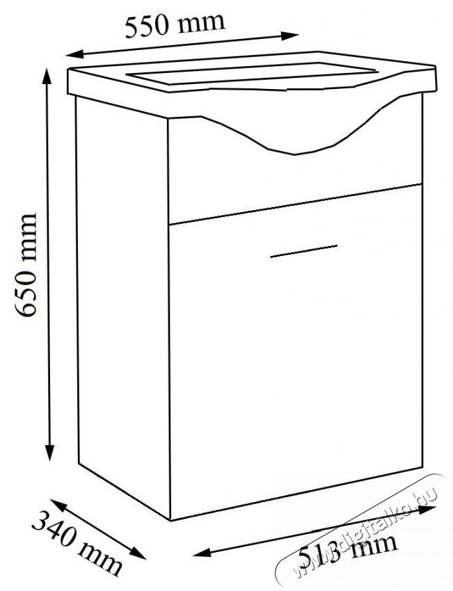Badenmob 130 F&uuml;rdőszobai mosd&oacute;szekr&eacute;ny &eacute;s mosd&oacute;kagyl&oacute;, 55cm, f&uuml;ggesztett, Feh&eacute;r H&aacute;ztart&aacute;s / Otthon / K&uuml;lt&eacute;r - F&uuml;rdőszoba / wc - Kieg&eacute;sz&iacute;tő - 536086