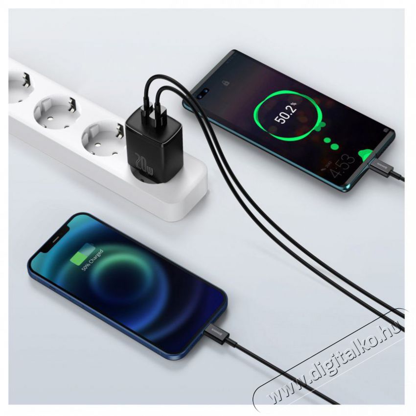 Baseus CCXJ-B01 Compact h&aacute;l&oacute;zati t&ouml;ltő USB Type-C / USB-A 20W 3A QC3.0 - Fekete Akkuk &eacute;s t&ouml;ltők - Li-ion akkumul&aacute;tor &eacute;s t&ouml;ltő (gy&aacute;ri) - T&ouml;ltő / h&aacute;l&oacute;zati adapter - 408659