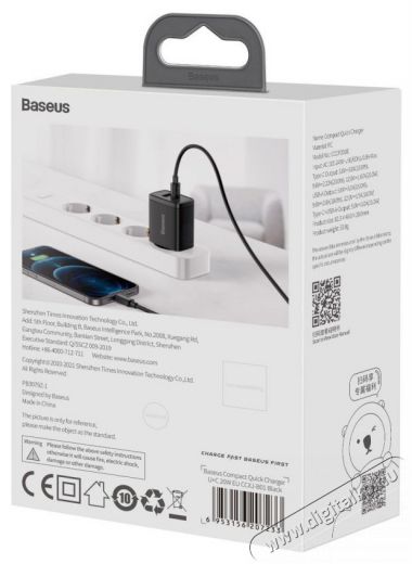 Baseus CCXJ-B01 Compact h&aacute;l&oacute;zati t&ouml;ltő USB Type-C / USB-A 20W 3A QC3.0 - Fekete Akkuk &eacute;s t&ouml;ltők - Li-ion akkumul&aacute;tor &eacute;s t&ouml;ltő (gy&aacute;ri) - T&ouml;ltő / h&aacute;l&oacute;zati adapter - 408659