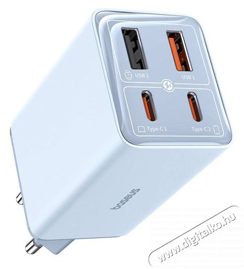 Baseus P10162701313-00 GAN6 Pro 65W k&eacute;k h&aacute;l&oacute;zati gyorst&ouml;ltő adapter H&aacute;ztart&aacute;s / Otthon / K&uuml;lt&eacute;r - Vil&aacute;g&iacute;t&aacute;s / elektromoss&aacute;g - H&aacute;l&oacute;zati eloszt&oacute; / hosszabb&iacute;t&oacute; / adapter - 507868