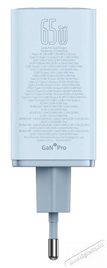 Baseus P10162701313-00 GAN6 Pro 65W k&eacute;k h&aacute;l&oacute;zati gyorst&ouml;ltő adapter H&aacute;ztart&aacute;s / Otthon / K&uuml;lt&eacute;r - Vil&aacute;g&iacute;t&aacute;s / elektromoss&aacute;g - H&aacute;l&oacute;zati eloszt&oacute; / hosszabb&iacute;t&oacute; / adapter - 507868