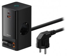 Baseus PSLR000301 PowerCombo 65W fekete h&aacute;l&oacute;zati t&ouml;ltő &eacute;s eloszt&oacute; Tv kieg&eacute;sz&iacute;tők - K&aacute;bel / csatlakoz&oacute; - Csatlakoz&oacute; / eloszt&oacute; / &aacute;talak&iacute;t&oacute; - 507869