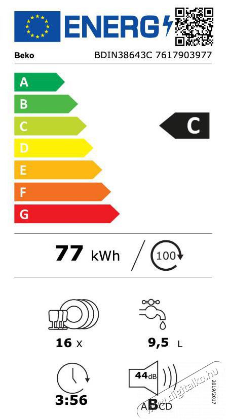 Beko BDIN38643C be&eacute;p&iacute;thető mosogat&oacute;g&eacute;p Konyhai term&eacute;kek - Mosogat&oacute;g&eacute;p - Norm&aacute;l (60cm) be&eacute;p&iacute;thető mosogat&oacute;g&eacute;p - 500833