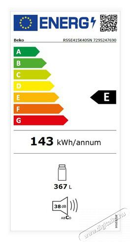 Beko RSSE415K40SN HŰTŐ EGYAJT&Oacute;S Konyhai term&eacute;kek - Hűtő, fagyaszt&oacute; (szabadon&aacute;ll&oacute;) - Egyajt&oacute;s hűtő - 502930