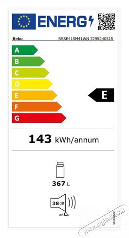 Beko RSSE415M41WN HŰTŐ EGYAJT&Oacute;S Konyhai term&eacute;kek - Hűtő, fagyaszt&oacute; (szabadon&aacute;ll&oacute;) - Egyajt&oacute;s hűtő - 502931