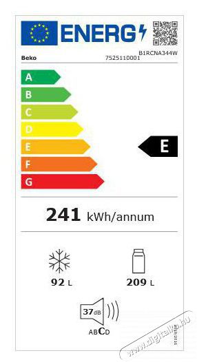 Beko B1RCNA344W alulfagyaszt&oacute;s No Frost hűtő Konyhai term&eacute;kek - Hűtő, fagyaszt&oacute; (szabadon&aacute;ll&oacute;) - Alulfagyaszt&oacute;s kombin&aacute;lt hűtő - 499667