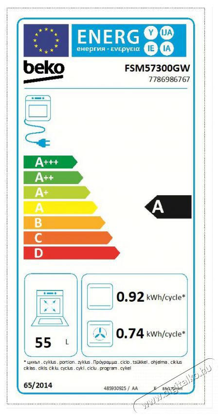 Beko FSM57300GW Elektromos tűzhely Konyhai term&eacute;kek - S&uuml;tő-főzőlap, tűzhely (szabadon&aacute;ll&oacute;) - Elektromos tűzhely (szabadon&aacute;ll&oacute;) - 362636
