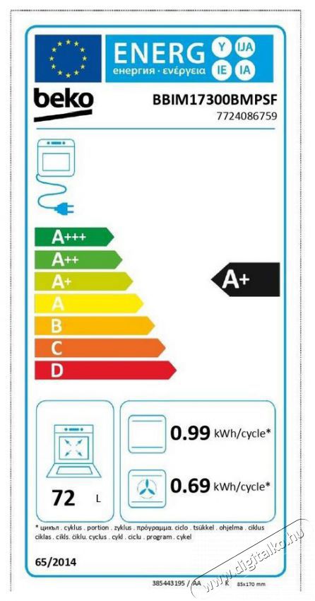 Beko BBIM17300BMPSF Be&eacute;p&iacute;thető s&uuml;tő Konyhai term&eacute;kek - S&uuml;tő-főzőlap, tűzhely (be&eacute;p&iacute;thető) - S&uuml;tő (be&eacute;p&iacute;thető) - 494825