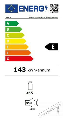 Beko B3RMLNE444HXB HŰTŐ EGYAJT&Oacute;S Konyhai term&eacute;kek - Hűtő, fagyaszt&oacute; (szabadon&aacute;ll&oacute;) - Egyajt&oacute;s hűtő - 505443