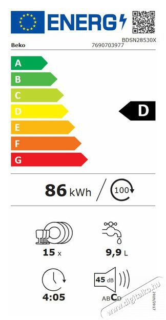 Beko BDSN28530X MOSOGAT&Oacute;G&Eacute;P BE&Eacute;P&Iacute;THETŐ Konyhai term&eacute;kek - Mosogat&oacute;g&eacute;p - Norm&aacute;l (60cm) be&eacute;p&iacute;thető mosogat&oacute;g&eacute;p - 505466