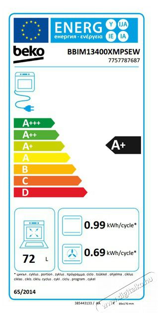 Beko BBIM13400XMPSEW fekete, be&eacute;p&iacute;thető, s&uuml;tőt&eacute;r: 72L, s&uuml;tő Konyhai term&eacute;kek - S&uuml;tő-főzőlap, tűzhely (be&eacute;p&iacute;thető) - S&uuml;tő (be&eacute;p&iacute;thető) - 507584