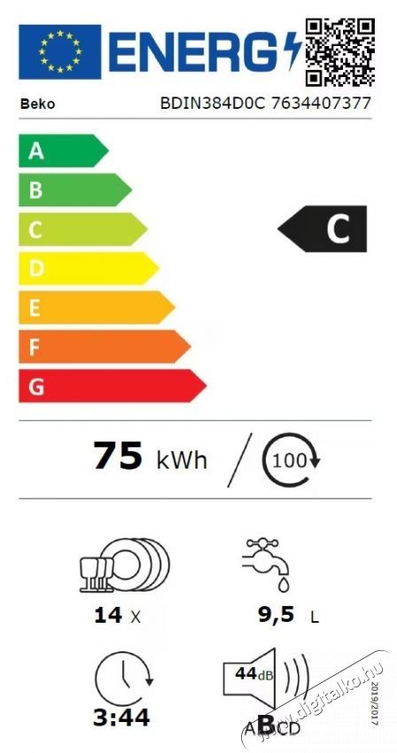 Beko BDIN384D0C be&eacute;p&iacute;thető mosogat&oacute;g&eacute;p, 14 ter&iacute;t&eacute;k, 8 program Konyhai term&eacute;kek - Mosogat&oacute;g&eacute;p - Norm&aacute;l (60cm) be&eacute;p&iacute;thető mosogat&oacute;g&eacute;p - 532994