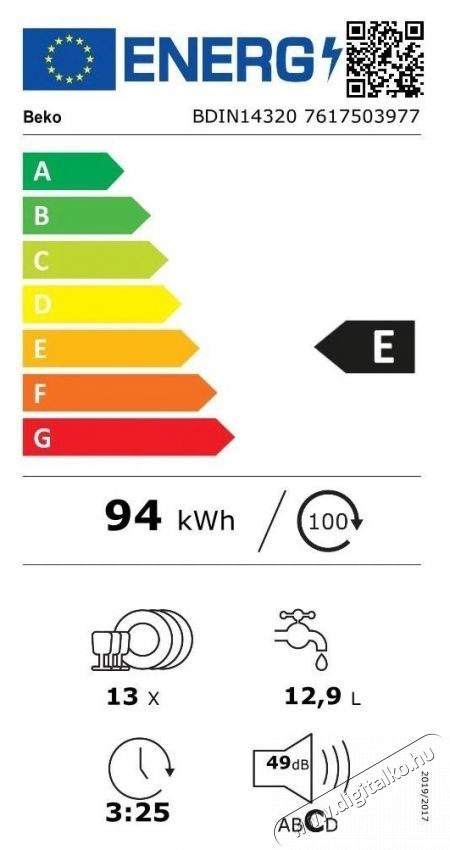 Beko BDIN14320 Be&eacute;p&iacute;thető mosogat&oacute;g&eacute;p, feh&eacute;r Konyhai term&eacute;kek - Mosogat&oacute;g&eacute;p - Norm&aacute;l (60cm) be&eacute;p&iacute;thető mosogat&oacute;g&eacute;p - 534853