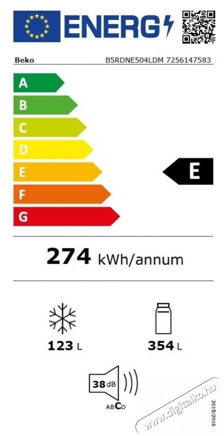 Beko B5RDNE504LDM K&eacute;tajt&oacute;s hűtőszekr&eacute;ny, 477 l, HarvestFresh , AeroFlow , Everfresh+ , No Frost, V&iacute;zadagol&oacute;, Kijelző, E energiaoszt&aacute;ly, 186.5 cm, Sz&uuml;rke Konyhai term&eacute;kek - Hűtő, fagyaszt&oacute; (szabadon&aacute;ll&oacute;) - Fel&uuml;lfagyaszt&oacute;s kombin&aacute;lt hűtő - 534866