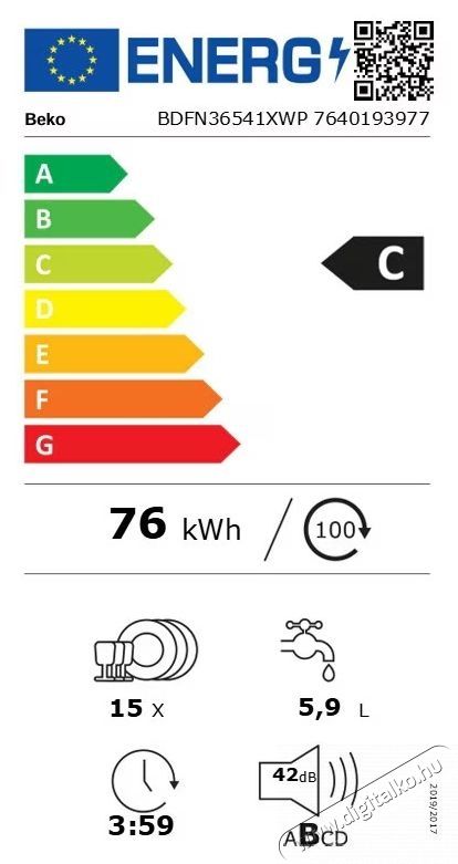Beko BDFN36541XWP szabadon &aacute;ll&oacute; mosogat&oacute;g&eacute;p Konyhai term&eacute;kek - Mosogat&oacute;g&eacute;p - Norm&aacute;l (60cm) szabadon&aacute;ll&oacute; mosogat&oacute;g&eacute;p - 534850