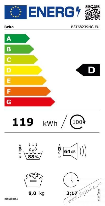 Beko B3T68239MG EU hőszivatty&uacute;s sz&aacute;r&iacute;t&oacute;g&eacute;p, 8 kg, 15 program, Aquawave, D energiaoszt&aacute;ly, S&ouml;t&eacute;tsz&uuml;rke H&aacute;ztart&aacute;s / Otthon / K&uuml;lt&eacute;r - Mos&oacute;g&eacute;p / sz&aacute;r&iacute;t&oacute;g&eacute;p - Sz&aacute;r&iacute;t&oacute;g&eacute;p - 536094