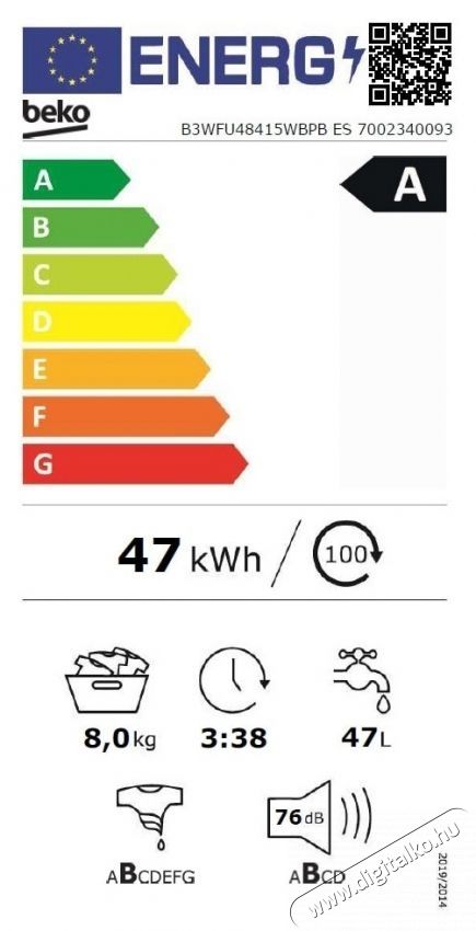 Beko B3WFU48415WBPBES mos&oacute;g&eacute;p, 8 kg, 1400 RPM, A energiaoszt&aacute;ly, SteamCure, AddXtra, ProSmart inverteres motor, AutoClean mos&oacute;szer fi&oacute;k, feh&eacute;r H&aacute;ztart&aacute;s / Otthon / K&uuml;lt&eacute;r - Mos&oacute;g&eacute;p / sz&aacute;r&iacute;t&oacute;g&eacute;p - El&ouml;lt&ouml;ltős norm&aacute;l (60cm-ig) mos&oacute;g&eacute;p - 536105