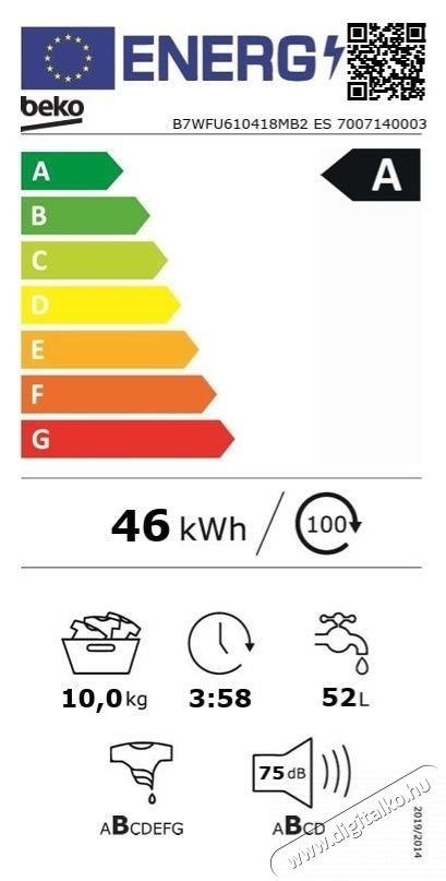 Beko B7WFU610418MB2ES mos&oacute;g&eacute;p, 10 kg, 1400 fordulat/perc, A energiaoszt&aacute;ly, HomeWhiz WiFi-n kereszt&uuml;l, ProSmart inverter motor, AddXtra, Hygiene+, IronFast, Zongoralakk H&aacute;ztart&aacute;s / Otthon / K&uuml;lt&eacute;r - Mos&oacute;g&eacute;p / sz&aacute;r&iacute;t&oacute;g&eacute;p - El&ouml;lt&ouml;ltős norm&aacute;l (60cm-ig) mos&oacute;g&eacute;p - 536123