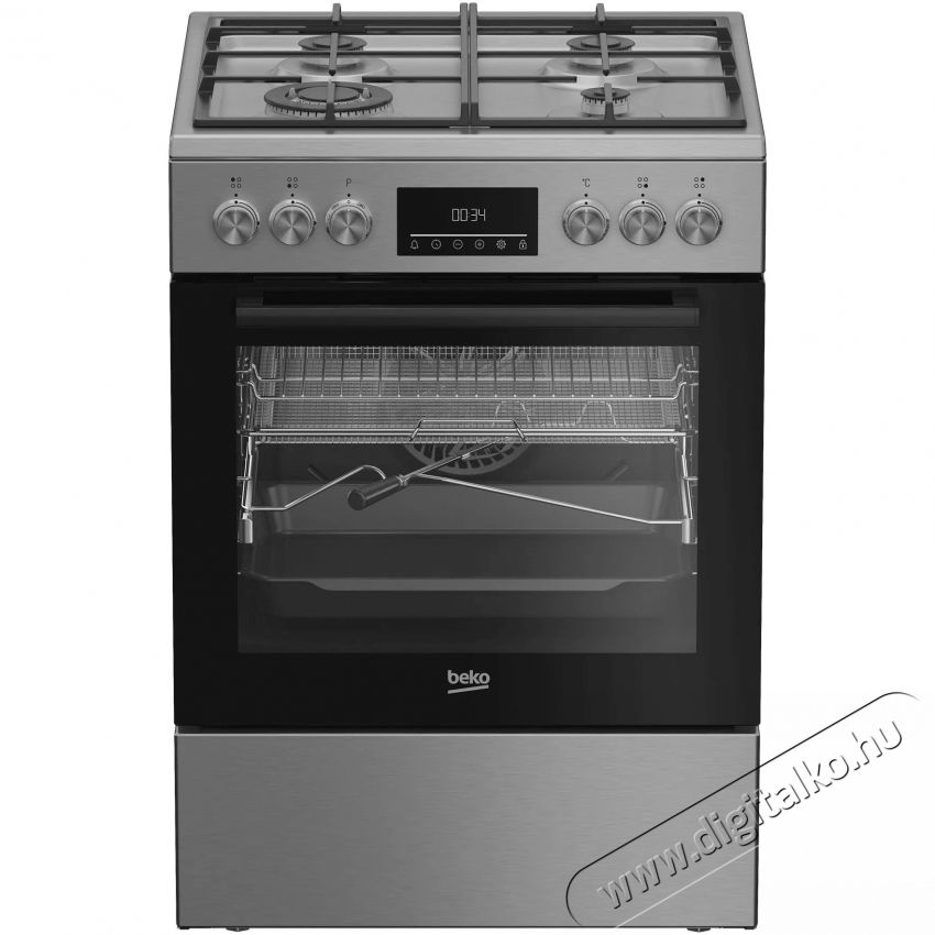 Beko FBMA61330GXDT tűzhely, Vegyes, 4 &eacute;gő, High-Efficiency, SteamShine Cleaning, AirFry, A energiaoszt&aacute;ly, 60cm, Rozsdamentes ac&eacute;l Konyhai term&eacute;kek - S&uuml;tő-főzőlap, tűzhely (szabadon&aacute;ll&oacute;) - Kombin&aacute;lt tűzhely (szabadon&aacute;ll&oacute;) - 533002