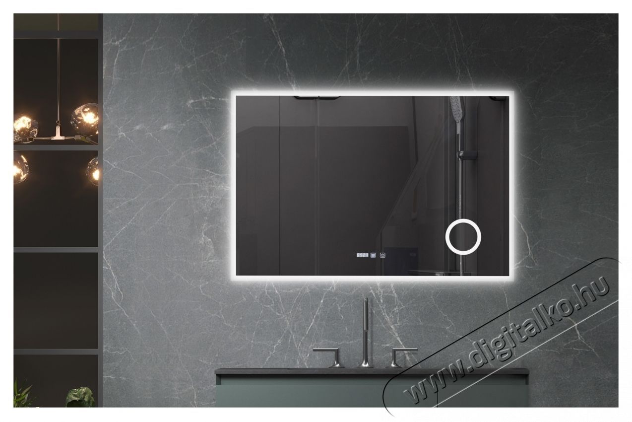 Belform Atlantis f&uuml;rdőszobai t&uuml;k&ouml;r, 3 sz&iacute;nű LED vil&aacute;g&iacute;t&aacute;ssal, &eacute;rintőkapcsol&oacute;val, &oacute;r&aacute;val, nagy&iacute;t&oacute;val, p&aacute;ramentes funkci&oacute;val, 120 x 80 cm, F energiaoszt&aacute;ly&uacute; H&aacute;ztart&aacute;s / Otthon / K&uuml;lt&eacute;r - F&uuml;rdőszoba / wc - Kieg&eacute;sz&iacute;tő - 536150