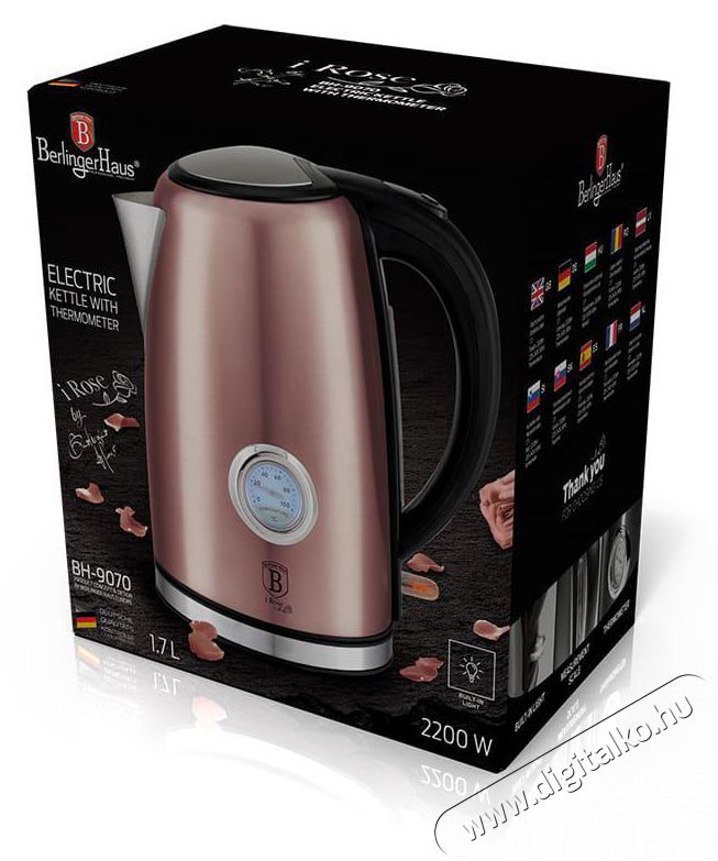 Berlinger Haus BH/9070 kijelzővel, 1,7L pink v&iacute;zforral&oacute; Konyhai term&eacute;kek - V&iacute;zforral&oacute; / teafőző - 500035