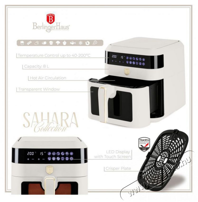 Berlinger Haus BH/9546 matt kr&eacute;m 6,3 L forr&oacute;levegős s&uuml;tő Konyhai term&eacute;kek - Konyhai kisg&eacute;p (s&uuml;t&eacute;s / főz&eacute;s / hűt&eacute;s / &eacute;telk&eacute;sz&iacute;t&eacute;s) - L&eacute;gkever&eacute;ses főzőg&eacute;p / elektromos kukta / multifunkci&oacute;s s&uuml;tő - 500020