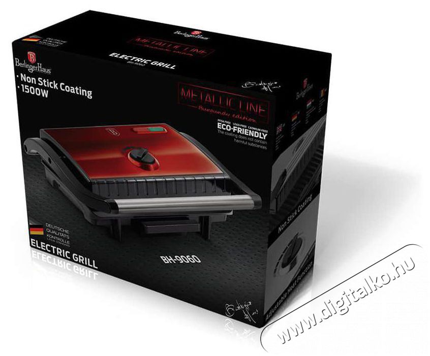 Berlinger Haus BH/9060 burgundi elektromos grill Konyhai term&eacute;kek - S&uuml;tő-főzőlap, tűzhely (szabadon&aacute;ll&oacute;) - Mini s&uuml;tő / mini grill / mini konyha - 501150