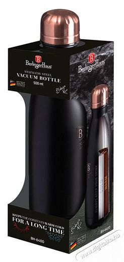 Berlinger Haus BH/6400A 0,5L, fekete- r&oacute;zsaarany palack alak&uacute; termosz Konyhai term&eacute;kek - Ed&eacute;ny - Termosz - 508790