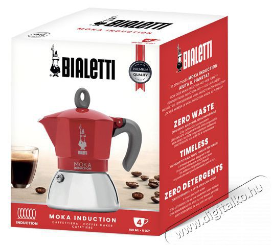 Bialetti Moka 6944 Induction 4 szem&eacute;lyes indukci&oacute;s kotyog&oacute;s k&aacute;v&eacute;főző - piros Konyhai term&eacute;kek - K&aacute;v&eacute;főző / k&aacute;v&eacute;&ouml;rlő / kieg&eacute;sz&iacute;tő - Kotyog&oacute; k&aacute;v&eacute;főző - 368772