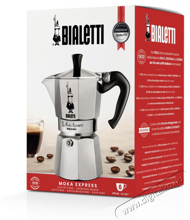Bialetti Moka Express 18 adag, alum&iacute;nium Konyhai term&eacute;kek - K&aacute;v&eacute;főző / k&aacute;v&eacute;&ouml;rlő / kieg&eacute;sz&iacute;tő - Kotyog&oacute; k&aacute;v&eacute;főző - 524347