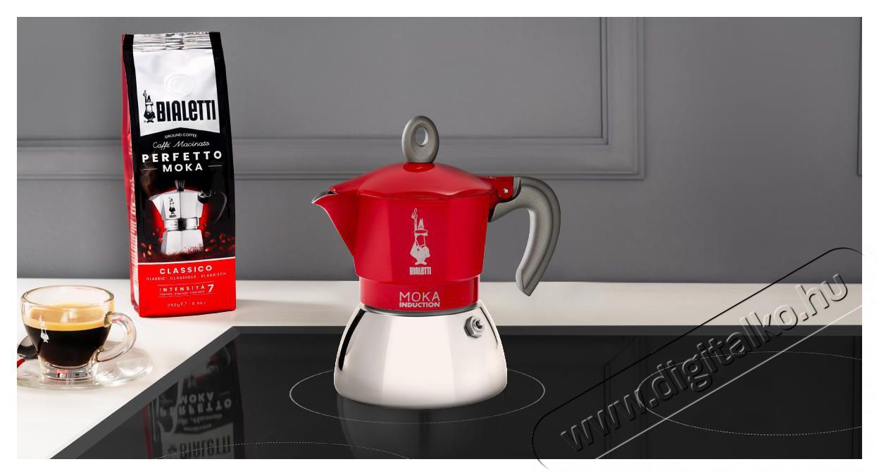 Bialetti Moka 6946 Induction Indukci&oacute;s 6 szem&eacute;lyes kotyog&oacute;s k&aacute;v&eacute;főző - piros Konyhai term&eacute;kek - K&aacute;v&eacute;főző / k&aacute;v&eacute;&ouml;rlő / kieg&eacute;sz&iacute;tő - Kotyog&oacute; k&aacute;v&eacute;főző - 524350
