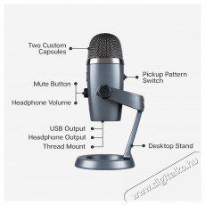 BLUE MICROPHONES Blue Yeti Nano USB, Shadow Grey Fot&oacute;-Vide&oacute; kieg&eacute;sz&iacute;tők - Mikrofon - &Eacute;nek &eacute;s hangszer mikrofon - 524372