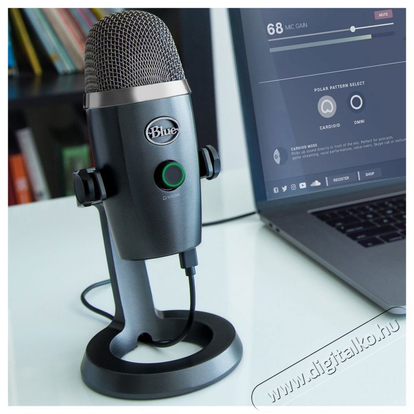 BLUE MICROPHONES Blue Yeti Nano USB, Shadow Grey Fot&oacute;-Vide&oacute; kieg&eacute;sz&iacute;tők - Mikrofon - &Eacute;nek &eacute;s hangszer mikrofon - 524372