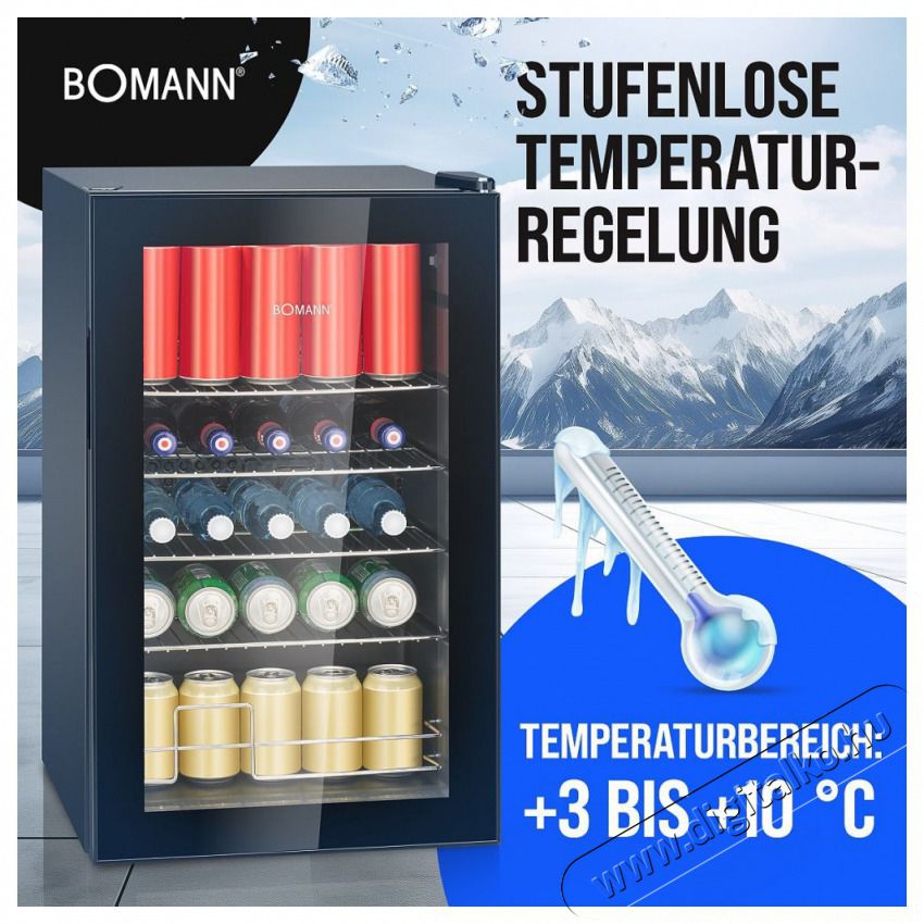 Bomann KSG 7287 fekete italhűtő Konyhai term&eacute;kek - Hűtő, fagyaszt&oacute; (szabadon&aacute;ll&oacute;) - Mini hűtő / minib&aacute;r - 503883