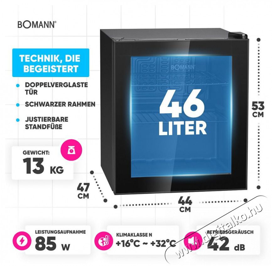Bomann KSG 7291 fekete italhűtő Konyhai term&eacute;kek - Hűtő, fagyaszt&oacute; (szabadon&aacute;ll&oacute;) - Mini hűtő / minib&aacute;r - 503881