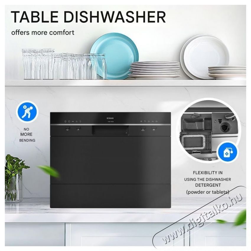 Bomann TSG 7405 fekete asztali mosogat&oacute;g&eacute;p Konyhai term&eacute;kek - Mosogat&oacute;g&eacute;p - Norm&aacute;l (60cm) be&eacute;p&iacute;thető mosogat&oacute;g&eacute;p - 531609